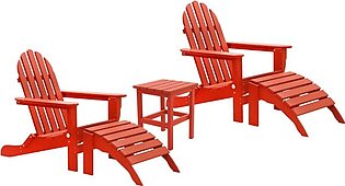 The Adirondack Set with Ottomans - Bright Red