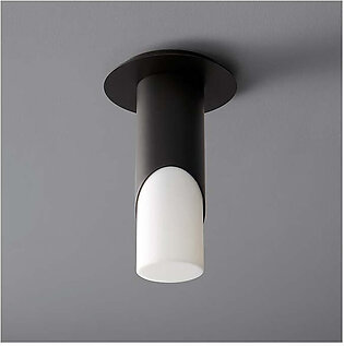 Ellipse Single-Light Small Flush Mount Ceiling Fixture with Acrylic Shade - Black