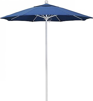Venture Series 7.5' Patio Umbrella with Matted White Aluminum Pole Fiberglass Ribs Push Lift and Sunbrella 1A Regatta Fabric