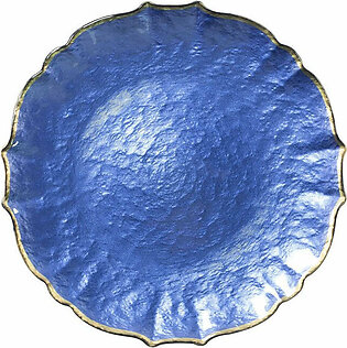 Baroque Glass Service Plate/Charger - Cobalt