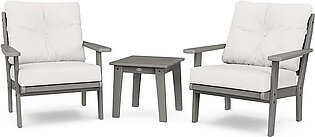 Lakeside Three-Piece Deep Seating Chair Set - Slate Gray/Textured Linen