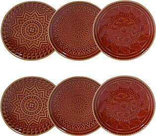 Aztec Rust Set of 6 Canape Plates