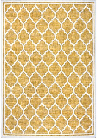 Trebol Moroccan Trellis Textured Weave 72" L x 47" W Indoor/Outdoor Area Rug - Yellow/Cream
