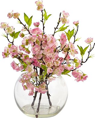 14" Faux Cherry Blossom in Large Vase