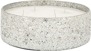 8.5" Crackled Glass Candle Holder with 49 oz Candle - Silver