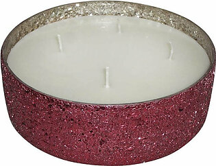 8.5" Crackled Glass Candle Holder with 49 oz Candle - Red