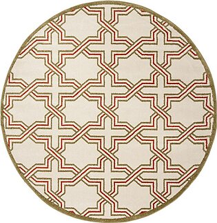 Amherst 7' x 7' Round Indoor/Outdoor Woven Area Rug - Ivory/Light Green
