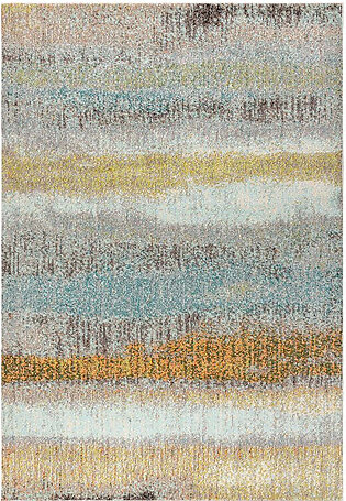 Contemporary POP Modern Abstract Vintage 60"L x 36"W Area Rug - Cream/Yellow