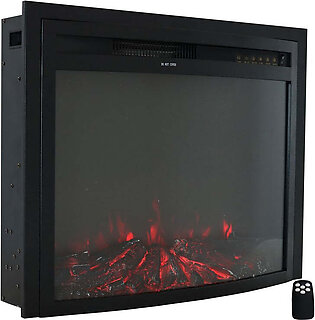 28" Contemporary Comfort Recessed Indoor Electric Fireplace Insert with LED Lights - Black Finish