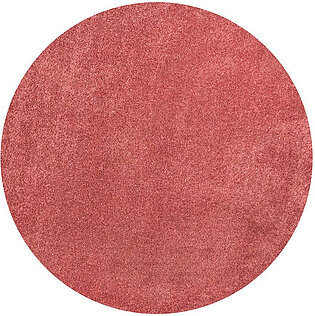 Haze Solid Low-Pile 6' Round Area Rug - Red