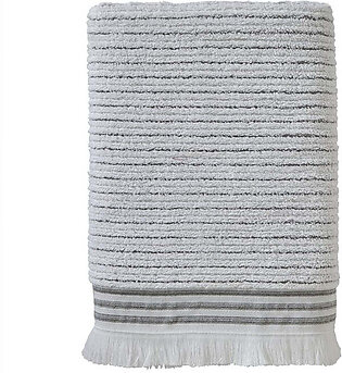 Subtle Stripe Bath Towel in White