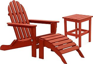 The Adirondack Chair/Ottoman and Side Table - Bright Red