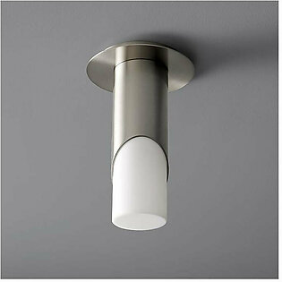 Ellipse Single-Light Small Flush Mount Ceiling Fixture with Acrylic Shade - Satin Nickel