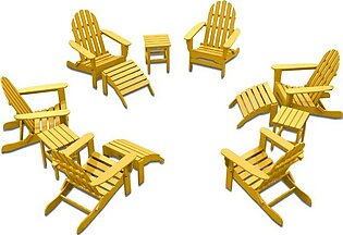 The Adirondack Chair 6-Piece Patio Set with 3 Ottomans and 3 Side Tables - Lemon Yellow