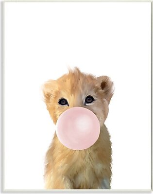 Baby Lion with Pink Bubble Gum Jungle Animal 19" x 13" Wall Plaque Wall Art