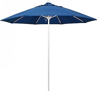 Venture Series 9' Patio Umbrella with Matted White Aluminum Pole Fiberglass Ribs Push Lift and Sunbrella 1A Regatta Fabric