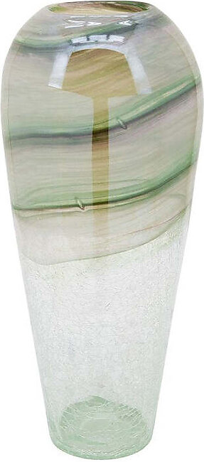 17" Crackled Glass Vase - Clear