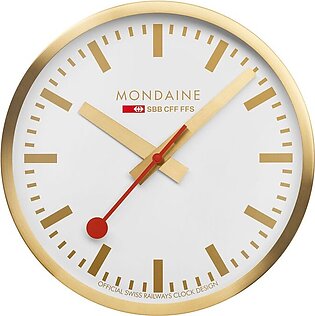 Official Swiss Railways 16" Wall Clock - Gold Finish