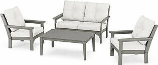 Vineyard Four-Piece Deep Seating Set - Slate Gray/Textured Linen