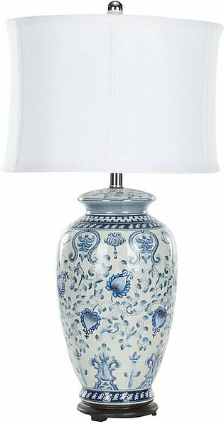 Paige Single-Light Jar Table Lamp - Blue/White