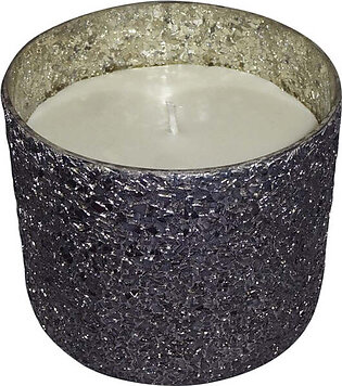 5" Crackled Glass Candle Holder with 26 oz Candle - Gray