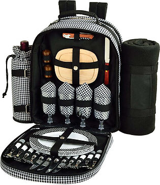 Deluxe Equipped Four-Person Picnic Backpack with Blanket