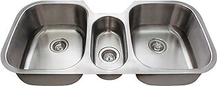 42-3/4" Triple Bowl Undermount Stainless Steel Kitchen Sink with Two Holes - OPEN BOX