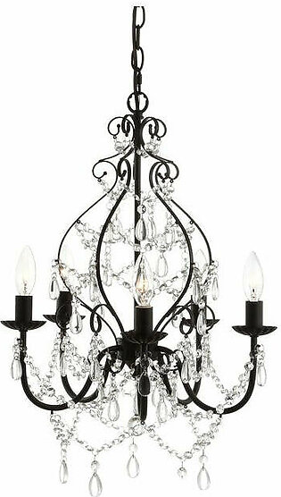 Maura Five-Light Chandelier - Black and Clear