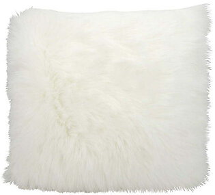 Mina Victory Fur Remen Poly Faux Fur White 22" x 22" Throw Pillow