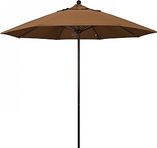 Venture Series 9' Patio Umbrella with Bronze Aluminum Pole Fiberglass Ribs Push Lift and Sunbrella 1A Teak Fabric