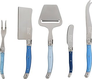 Laguiole Five-Piece Cheese Knife Fork and Slicer Set - Blue