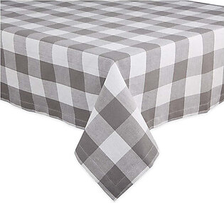 DII Gray and White Buffalo Check 60" x 84" Tablecloth