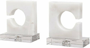 Clarin White and Gray Bookends by David Frisch Set of 2