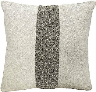 Mina Victory Couture Natural Hide Shimmer Stripe Gray Pewter 18" x 18" Throw Pillow