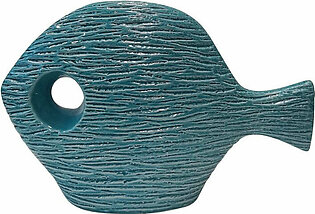 19" Ceramic Textured Fish Figurine - Blue