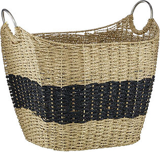 Large Seagrass Basket with Black Stripe