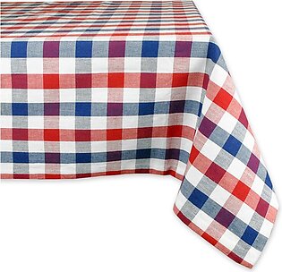 DII Red, White and Blue Check 84" x 60" Tablecloth