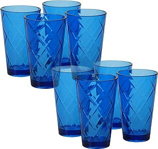 Diamond 20 oz Cobalt Blue Acrylic Ice Tea Glasses Set of 8