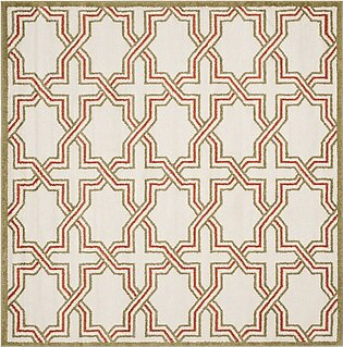 Amherst 7' x 7' Square Indoor/Outdoor Woven Area Rug - Ivory/Light Green