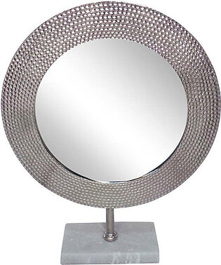 21" Hammered Metal Mirror on Stand - Silver