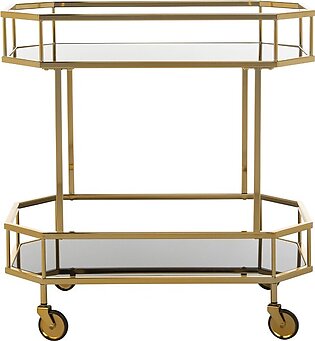 Silva Two-Tier Octagon Bar Cart - Brass/Tinted Glass