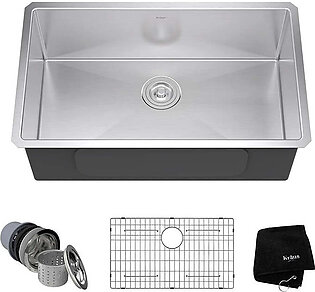 Standart Pro 30" Single Bowl Stainless Steel Undermount Kitchen Sink with NoiseDefend