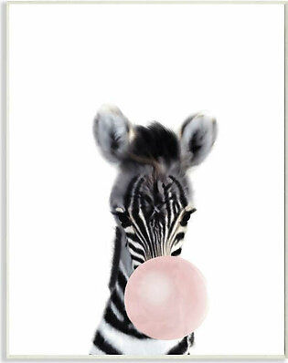 Baby Zebra with Pink Bubble Gum Safari Animal 19" x 13" Wall Plaque Wall Art