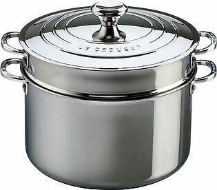 9-Quart Stainless Steel Stockpot with Lid & Deep Colander Insert