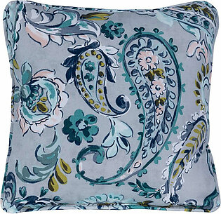 Paisley Indoor/Outdoor Throw Pillow - Gray and Blue