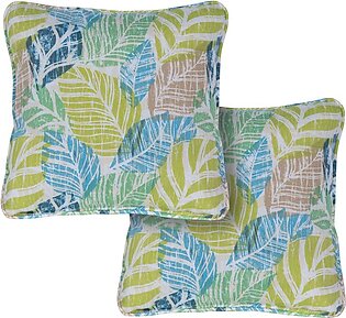 Palm Indoor/Outdoor Throw Pillow Set of 2 - Green and Blue