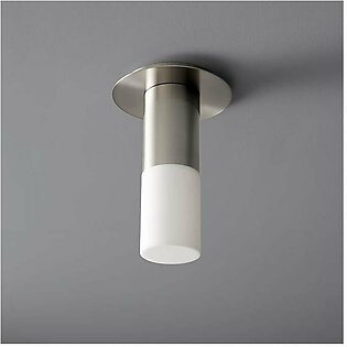Pilar Single-Light Small LED Flush Mount Ceiling Fixture with Acrylic Shade - Satin Nickel