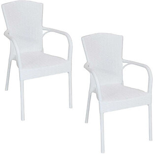Segesta Indoor/Outdoor Plastic Patio Armchairs Set of 2 - White