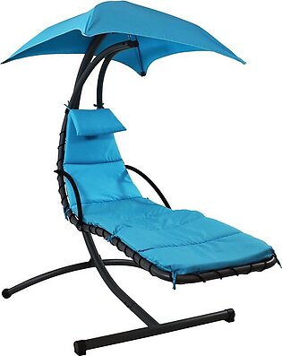 Floating Chaise Lounge Chair Swing with Canopy - Teal