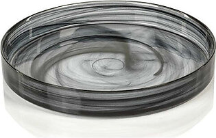 Dark Swirl Alabaster Glass Tray Plates Set of 4